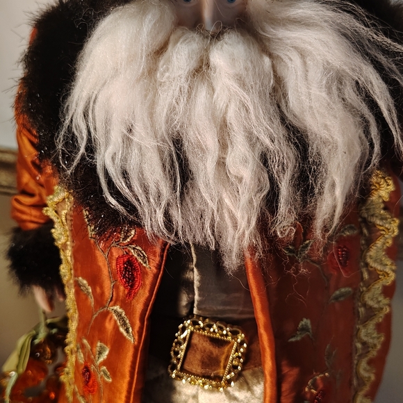 VICTORIAN OLE ST NICK CERAMIC FACE/HANDS QUILTED DUSTY ROSE 21" CHRISTMAS STATUE - Picture 10 of 12